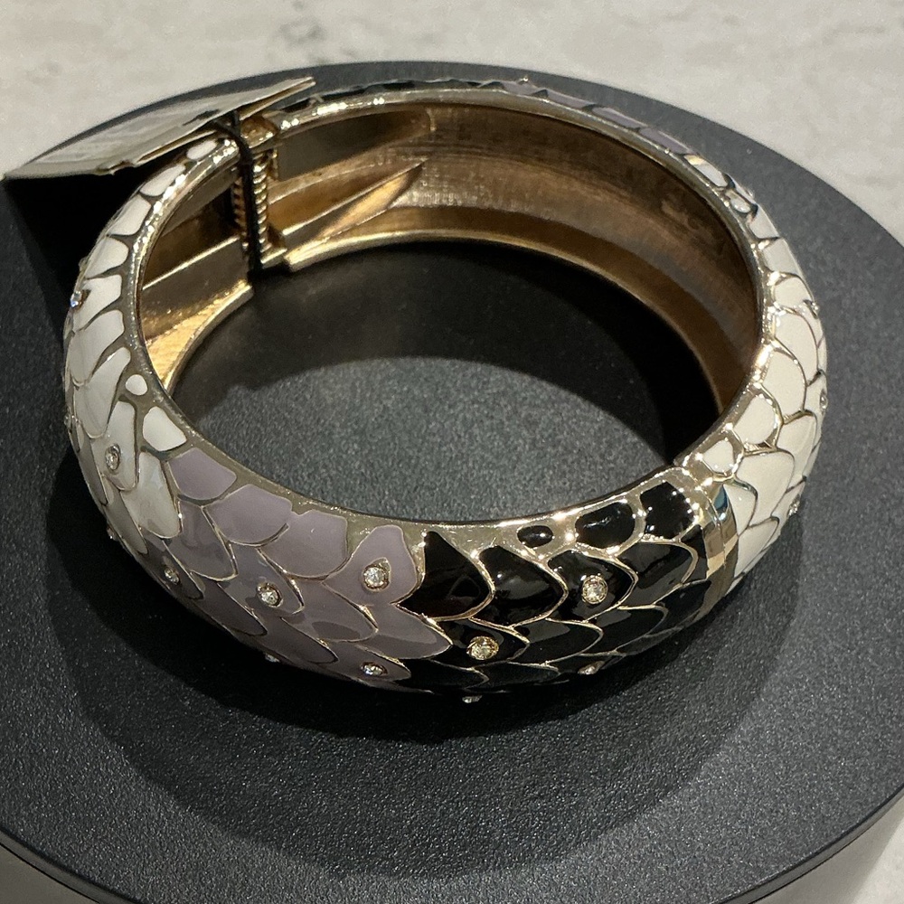 Black, Gray & White Scaled Bracelet with Clear Stones by Sequin at Nordstrom NWT